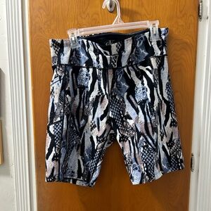 Calvin Klein Women's Black, Gray & Cream Animal-Print Bike Shorts
